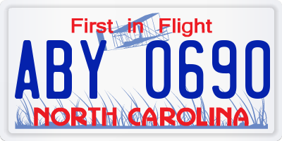 NC license plate ABY0690