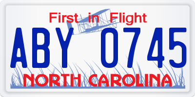 NC license plate ABY0745