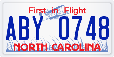 NC license plate ABY0748