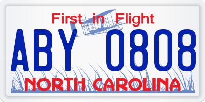 NC license plate ABY0808