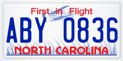 NC license plate ABY0836