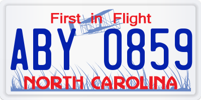 NC license plate ABY0859