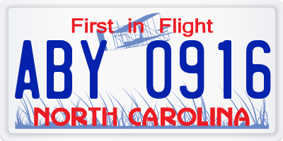 NC license plate ABY0916