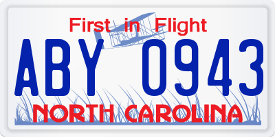 NC license plate ABY0943