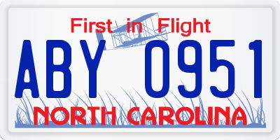 NC license plate ABY0951