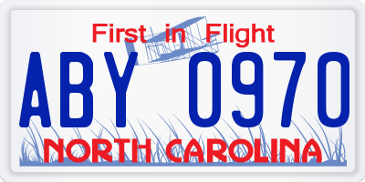 NC license plate ABY0970