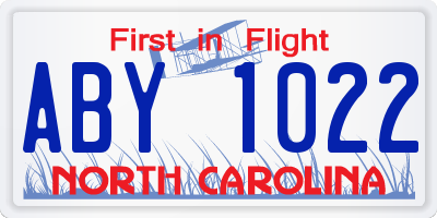 NC license plate ABY1022