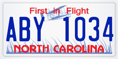 NC license plate ABY1034