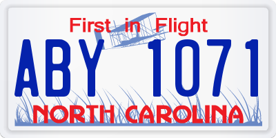 NC license plate ABY1071