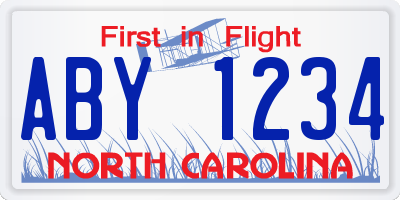 NC license plate ABY1234