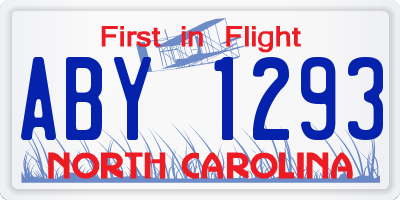 NC license plate ABY1293