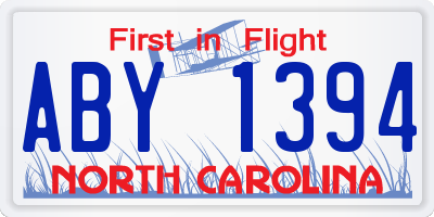 NC license plate ABY1394