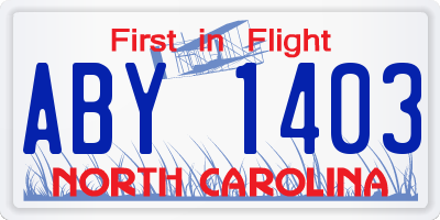 NC license plate ABY1403
