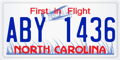 NC license plate ABY1436