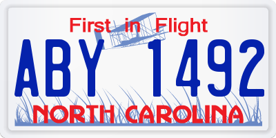 NC license plate ABY1492