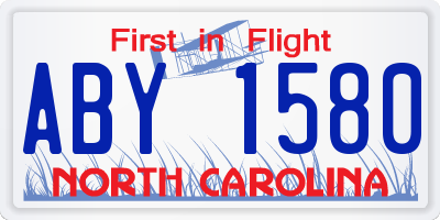 NC license plate ABY1580