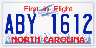 NC license plate ABY1612
