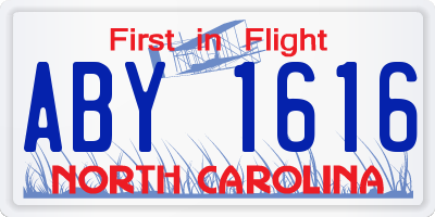 NC license plate ABY1616