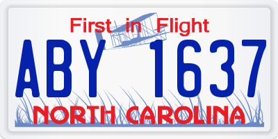 NC license plate ABY1637