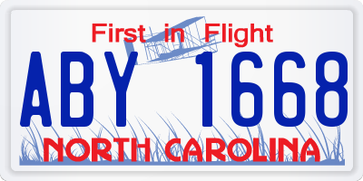 NC license plate ABY1668