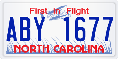 NC license plate ABY1677