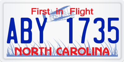 NC license plate ABY1735