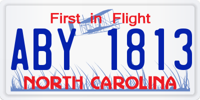 NC license plate ABY1813