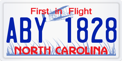 NC license plate ABY1828