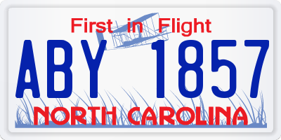 NC license plate ABY1857