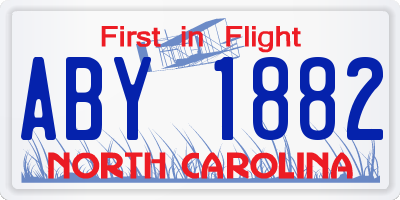 NC license plate ABY1882