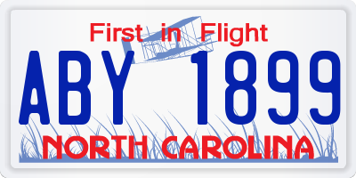 NC license plate ABY1899