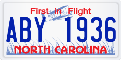 NC license plate ABY1936