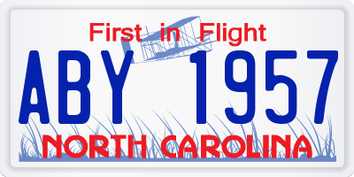 NC license plate ABY1957