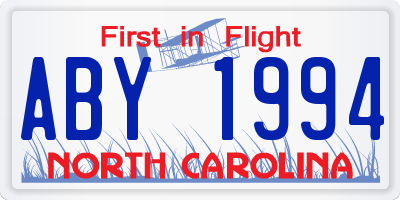 NC license plate ABY1994
