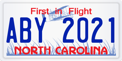 NC license plate ABY2021