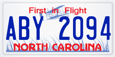 NC license plate ABY2094