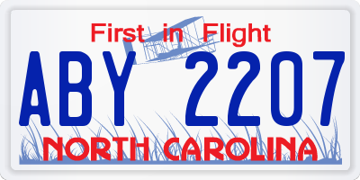 NC license plate ABY2207