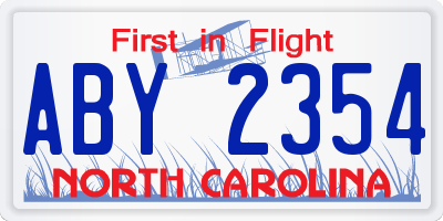 NC license plate ABY2354