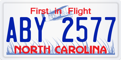 NC license plate ABY2577