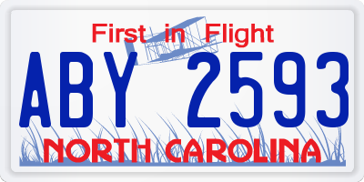 NC license plate ABY2593