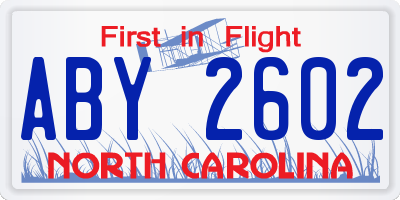 NC license plate ABY2602