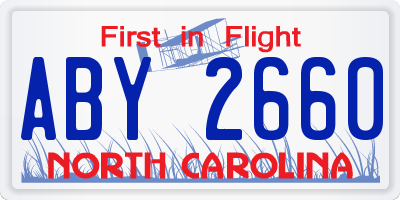 NC license plate ABY2660