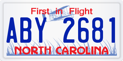 NC license plate ABY2681
