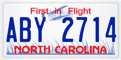 NC license plate ABY2714