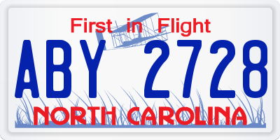 NC license plate ABY2728