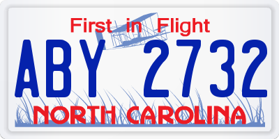 NC license plate ABY2732