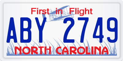 NC license plate ABY2749
