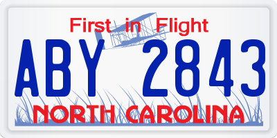 NC license plate ABY2843