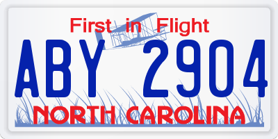 NC license plate ABY2904