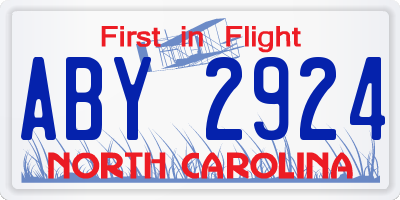 NC license plate ABY2924